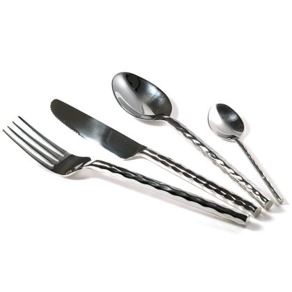 Round dimple handle dining set (24 pieces)