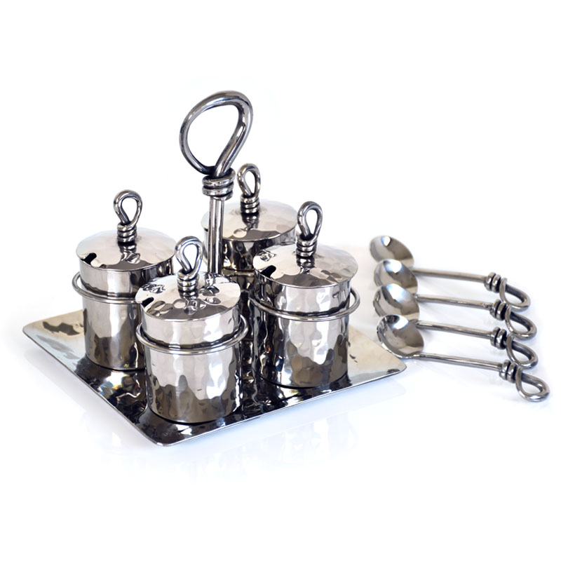 stainless steel condiment set